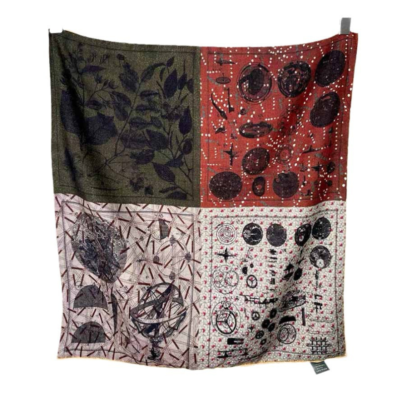 Selyem-gyapjú négyszögletes sál téli stílus, összefonott kötés, nyomtatott dizájn, személyes trend