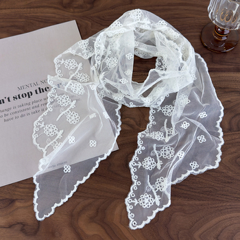 Koreai stílusú csipkés hímzett sál, hálószövet, poliészter 71-80%, nylon 21-30%, egyszerű kötés, stílus: friss és édes, tavasz 2025