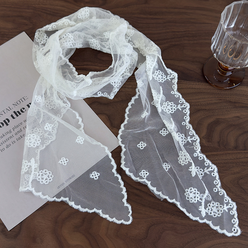 Koreai stílusú csipkés hímzett sál, hálószövet, poliészter 71-80%, nylon 21-30%, egyszerű kötés, stílus: friss és édes, tavasz 2025