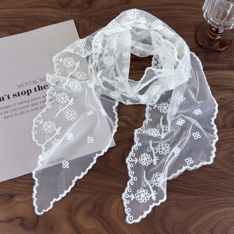 Koreai stílusú csipkés hímzett sál, hálószövet, poliészter 71-80%, nylon 21-30%, egyszerű kötés, stílus: friss és édes, tavasz 2025