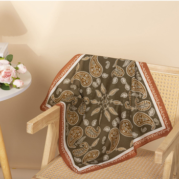 Женски квадратен шал с paisley мотив – рециклирана 60-count памук, есен 2025, произход: Deqing, Zhejiang