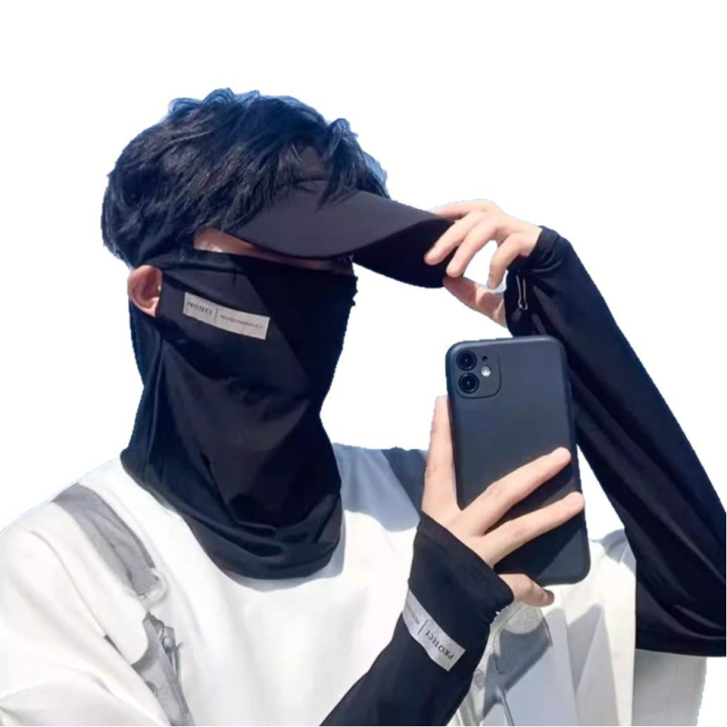 Vyrinė Ice Silk saulės apsaugos veido kaukė — kvėpuojanti, lengva kaklo skara nuo saulės (poliesterio pluoštas 71–80%)