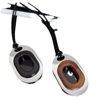 Colier din oțel titan, pandant oval, lanț standard, stil geometric și retro literar, Vara 2024