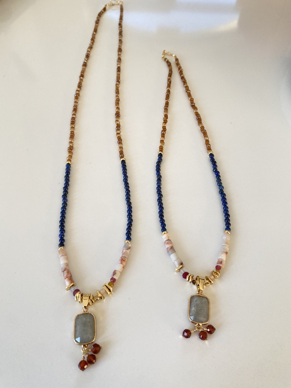 Colier din mărgele, cu lanț de mână, montură cu pietre mixte, stil chinezesc, greutate 20 g