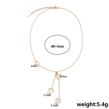 Titánacélból készült nyaklánc, szív-geometriai medállal, O- alakú lánccal, réz 18K aranyozással