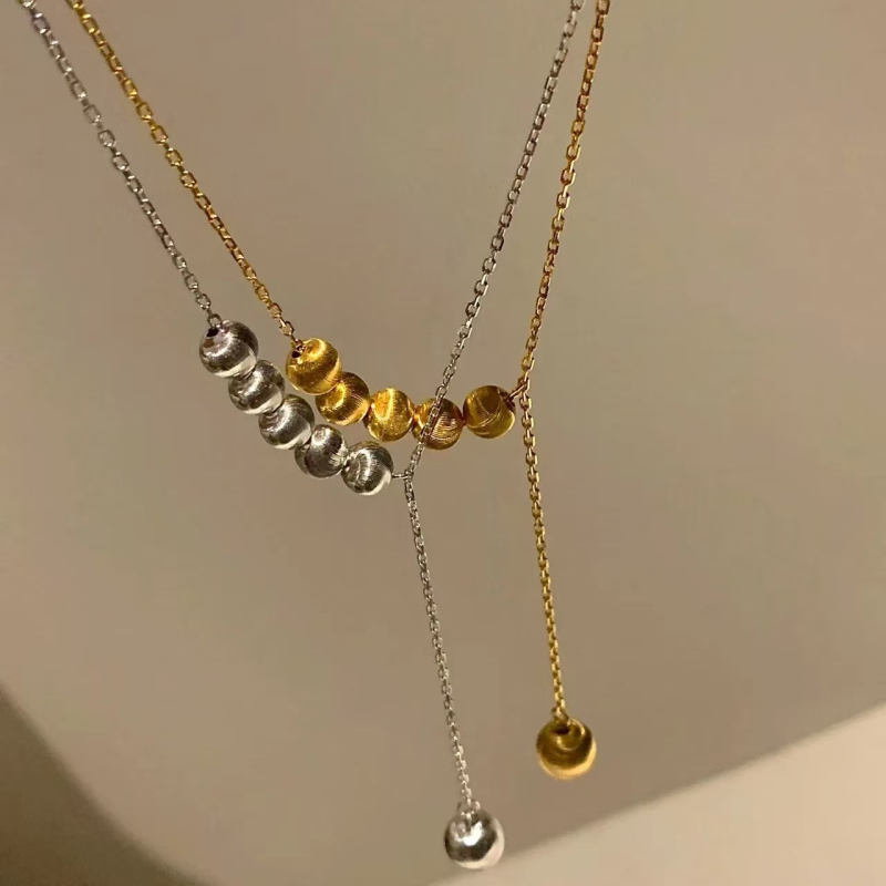 Ogrlica od srebra S925 s mačjim okom, brušene perle i privjesak s resom, dužina 41–50 cm, za žene, elegantan luksuz