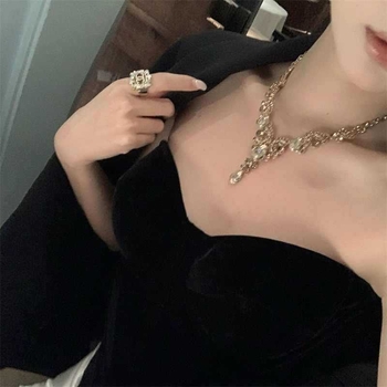 Set colier și cercei, pandantiv geometric din aliaj, placare electroplată