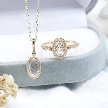 Gyűrű hópehely és geometriai formákkal, beépített kristályokkal, ezüst 925, retro művészi stílus