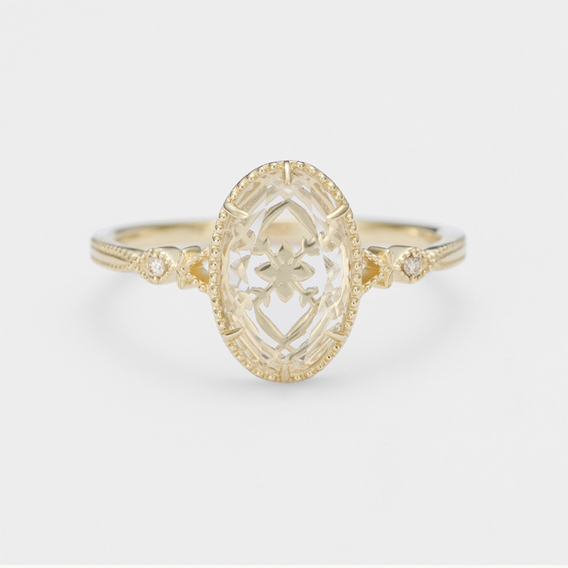 Gyűrű hópehely és geometriai formákkal, beépített kristályokkal, ezüst 925, retro művészi stílus