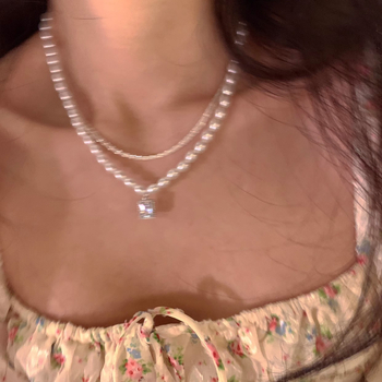 Colier din cristal artificial, pandantiv în formă de fundă, lanț tip doamnă, origine Yiwu, stil proaspăt și dulce, primăvara 2025