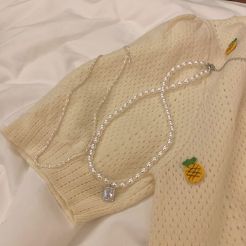 Colier din cristal artificial, pandantiv în formă de fundă, lanț tip doamnă, origine Yiwu, stil proaspăt și dulce, primăvara 2025