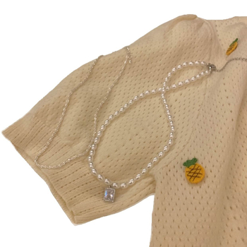 Colier din cristal artificial, pandantiv în formă de fundă, lanț tip doamnă, origine Yiwu, stil proaspăt și dulce, primăvara 2025