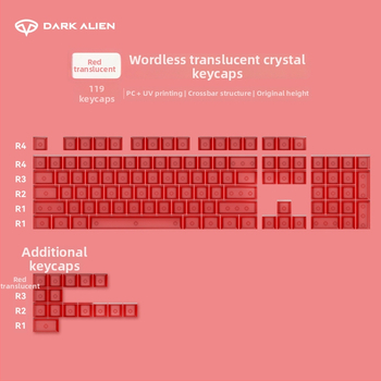 Readson Caurspīdīgi PC taustiņu vāciņi mehāniskajai tastatūrai ar UV drukāšanu, priekšējā smilšgrābšana, četrpusēja augsta caurspīdīgums, RGB apgaismojums
