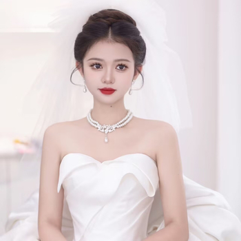 Set colier și cercei cu perle – Perle artificiale, electroplating, șir de perle, pandant din aliaj, stil coreean, proaspăt și dulce