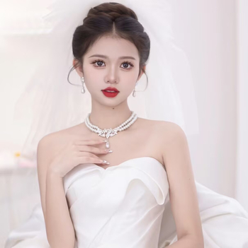 Set colier și cercei cu perle – Perle artificiale, electroplating, șir de perle, pandant din aliaj, stil coreean, proaspăt și dulce