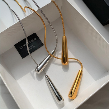 Náhrdelník z medi s platovým povlakom, geometrický tvar, klasický reťaz, pre ženy