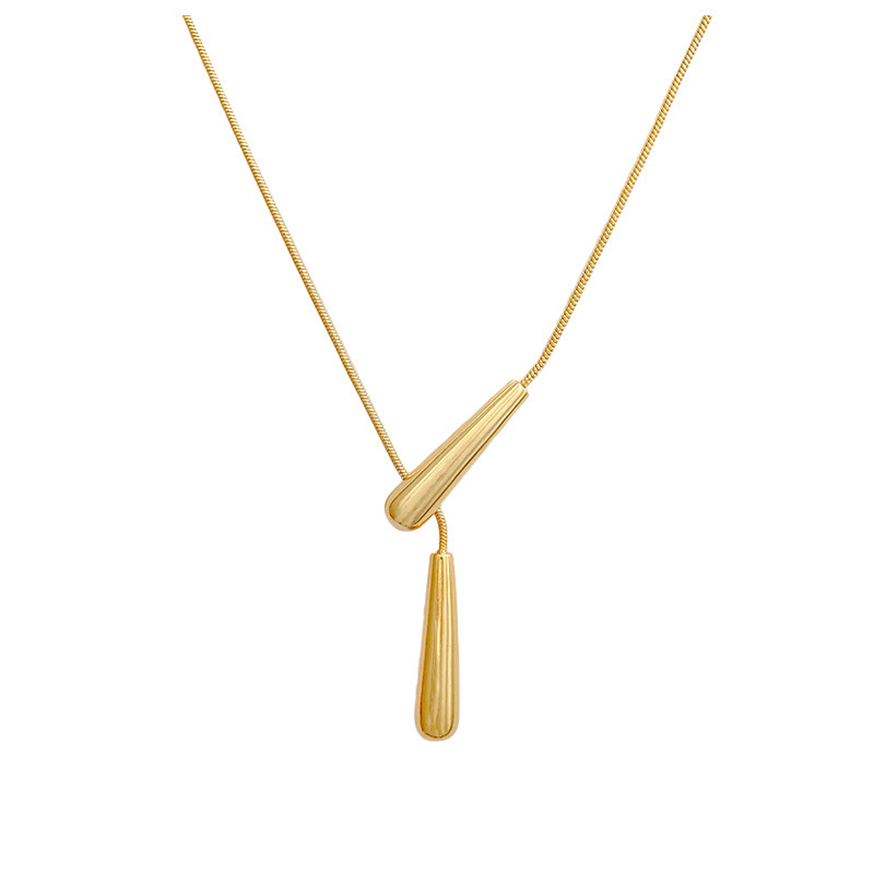 Náhrdelník z medi s platovým povlakom, geometrický tvar, klasický reťaz, pre ženy