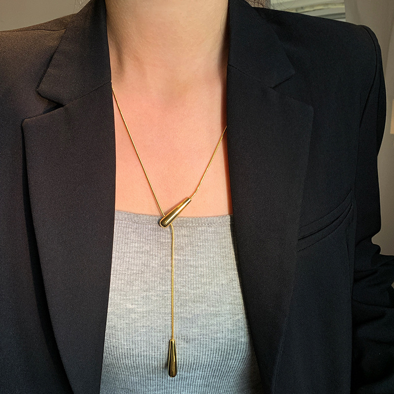 Náhrdelník z medi s platovým povlakom, geometrický tvar, klasický reťaz, pre ženy