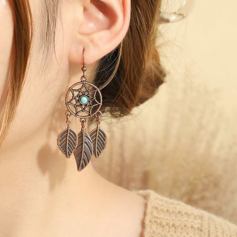 Σετ κοσμημάτων: σκουλαρίκια και κολιέ με θέμα dream catcher, μποέμ στυλ, με μοτίβο ιστού αράχνης; υλικά: ψευδάργυρος κράμα; υλικό κρεμαστού: κράμα; τύπος αλυσίδας: κανονική αλυσίδα; φινίρισμα: ηλεκτροπλατίωση