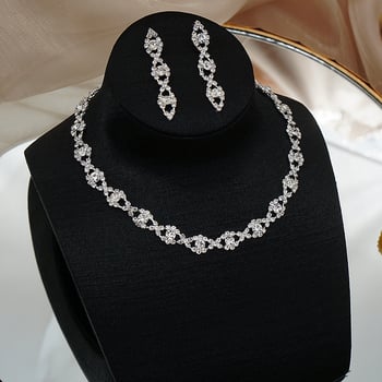 Colier și set de trei piese cu design geometric, lanț clavicular, ansamblu multistrat, pietre strălucitoare