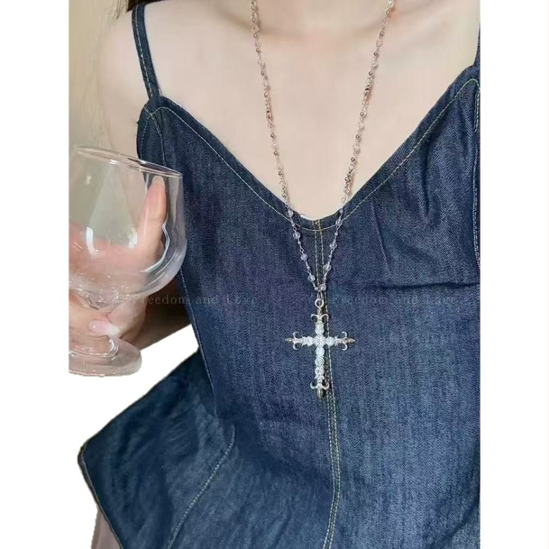 Karoliai su kryžiaus formos karoliukais, lydinys, elektroplakuotas paviršius, saldus ir gaivus stilius, Yiwu kilmė, ruduo 2025