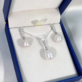 Set colier și cercei cu perle artificiale, lanț în formă de O, pandantive inimă, lacrimă și clopot