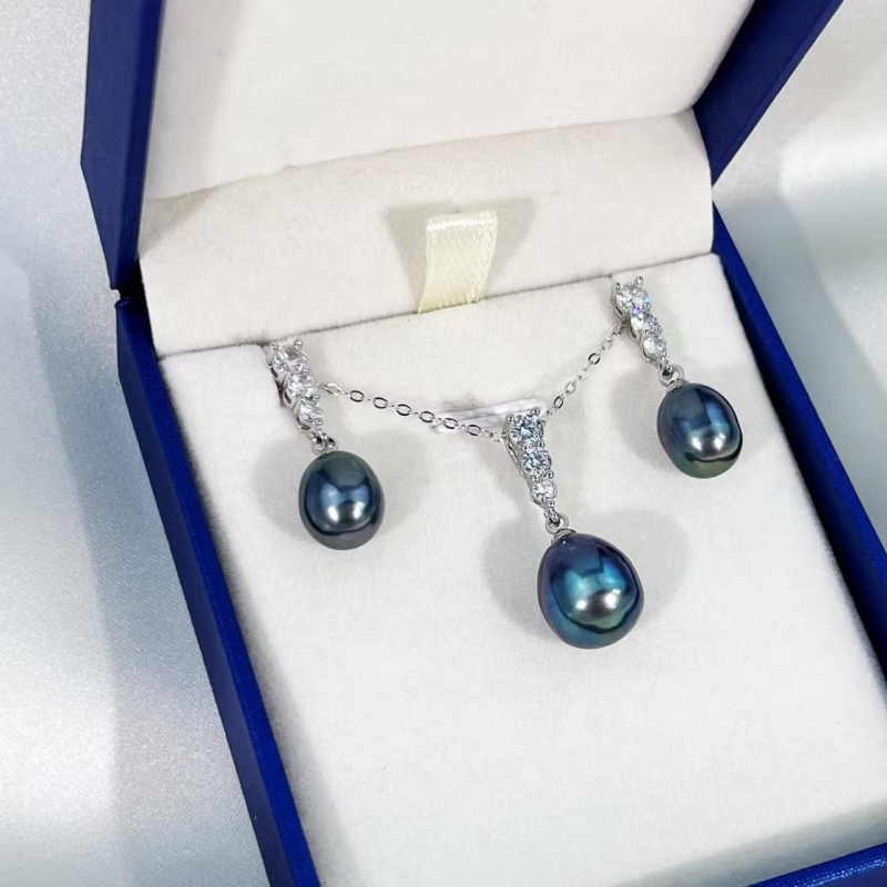 Set colier și cercei cu perle artificiale, lanț în formă de O, pandantive inimă, lacrimă și clopot