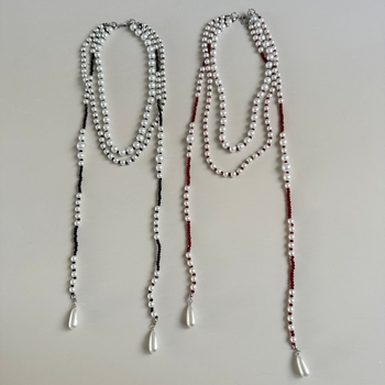 Colier din perle artificiale cu pandantiv picătură și ciucure, lucrat manual, multistrat, design geometric, Shang niu