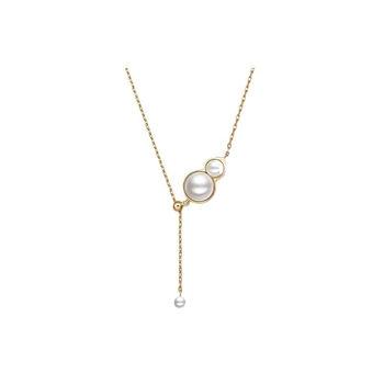 Dámsky náhrdelník s retiazkou na kľúčnu kosť, meď, prívesok z perleťovej matice, elektroplatovaný Pfaff