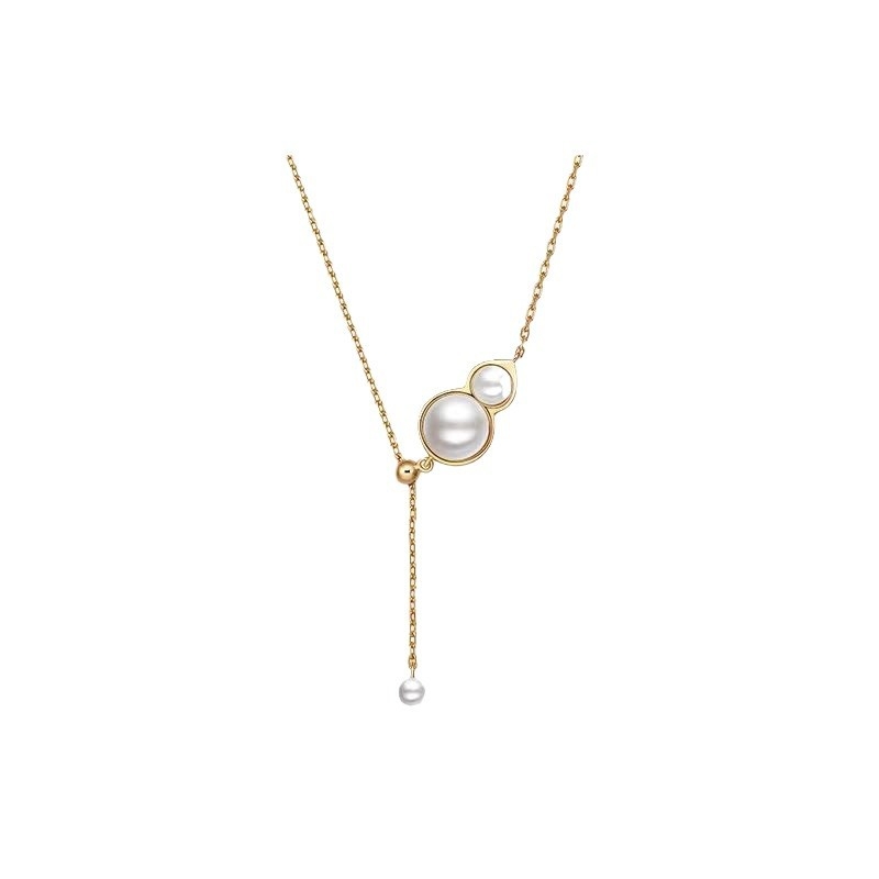 Dámsky náhrdelník s retiazkou na kľúčnu kosť, meď, prívesok z perleťovej matice, elektroplatovaný Pfaff