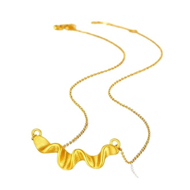 Колие от месинг с позлата, O-верига, висулка от месинг с позлата, обиколка 41–50 cm, Зимно издание 2024