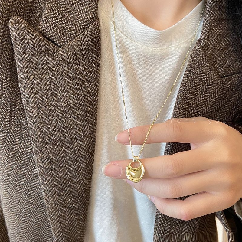 925 sudraba garš kaklaraištis džemperim ar ģeometrisku piekaru, dabīgs pāru stilā