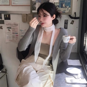 Șal lung INS stil cu dantelă și model cu buline, țesătură jacquard, Shuke Jewelry Factory, primăvara 2025