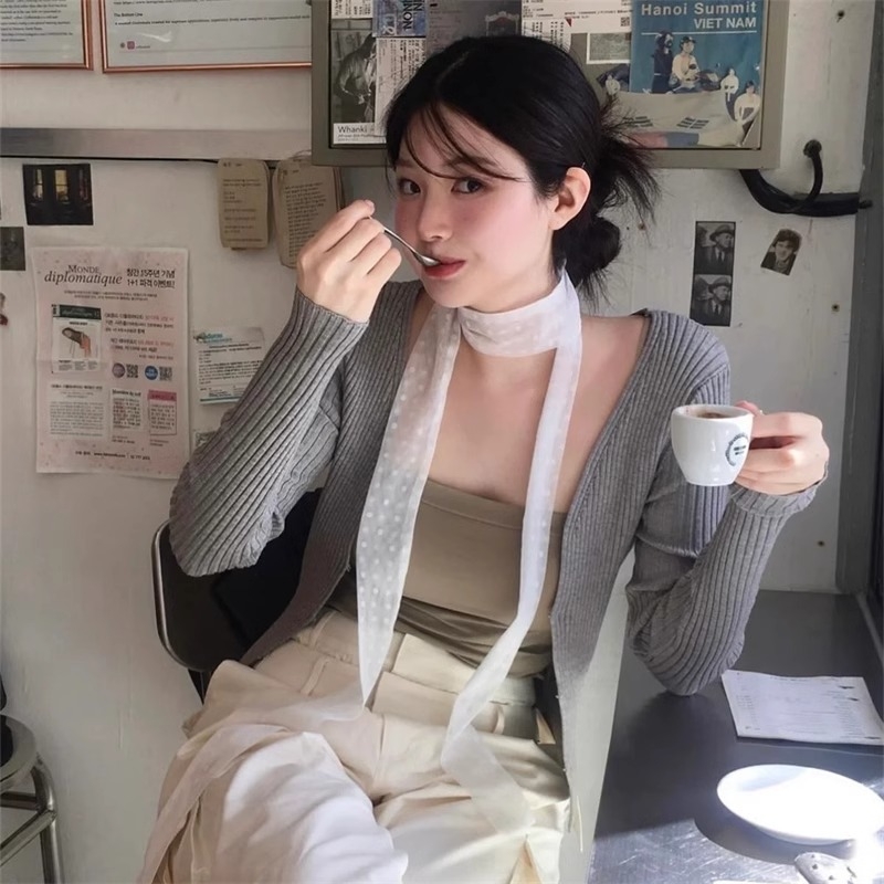 Șal lung INS stil cu dantelă și model cu buline, țesătură jacquard, Shuke Jewelry Factory, primăvara 2025