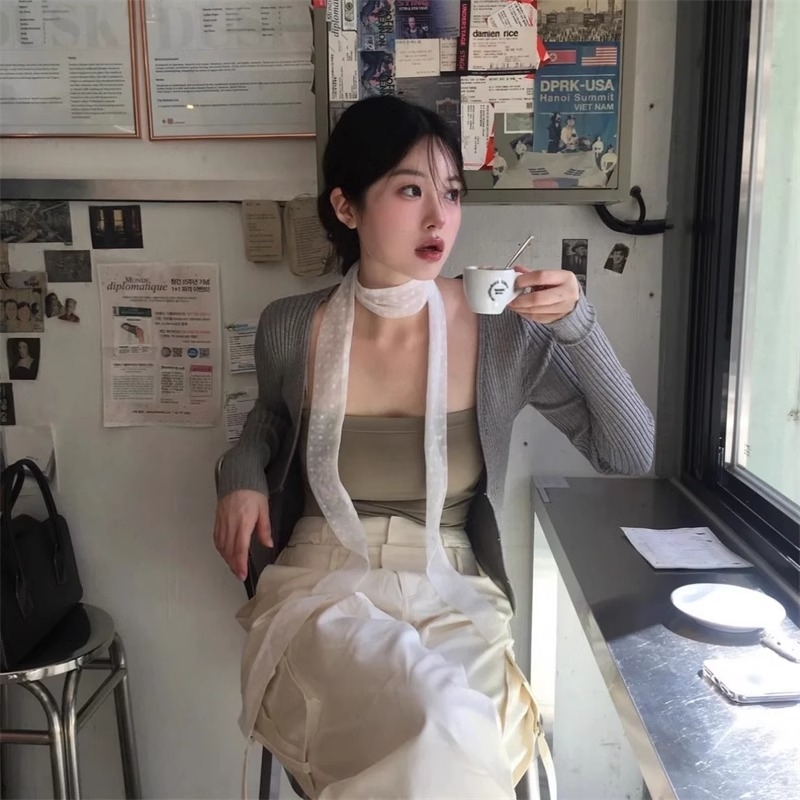 Șal lung INS stil cu dantelă și model cu buline, țesătură jacquard, Shuke Jewelry Factory, primăvara 2025