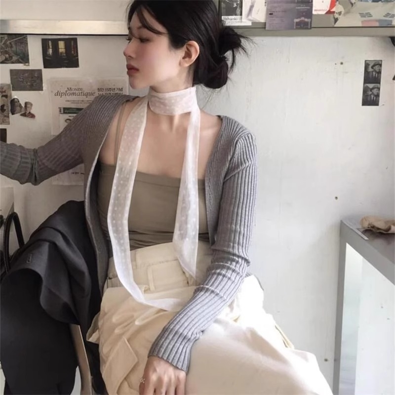 Șal lung INS stil cu dantelă și model cu buline, țesătură jacquard, Shuke Jewelry Factory, primăvara 2025