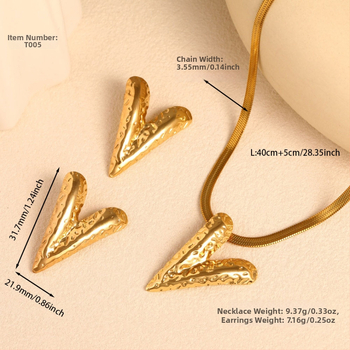 Sada náhrdelníkov z nehrdzavejúcej ocele so srdcom pre ženy, reťaz typu čepeľ, dĺžka 40+5 cm, elektroplating