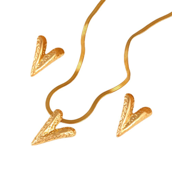 Sada náhrdelníkov z nehrdzavejúcej ocele so srdcom pre ženy, reťaz typu čepeľ, dĺžka 40+5 cm, elektroplating