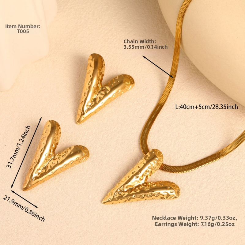 Sada náhrdelníkov z nehrdzavejúcej ocele so srdcom pre ženy, reťaz typu čepeľ, dĺžka 40+5 cm, elektroplating