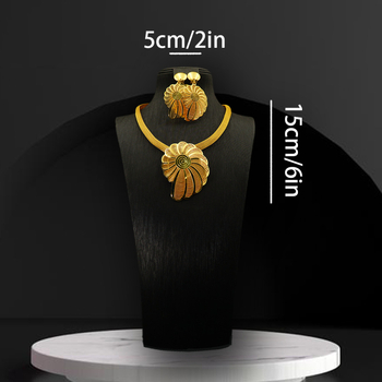 Set de bijuterii din două piese: colier și cercei, cu motiv floral, metal, placare electrolitică, lanț șarpe, pandantiv din aliaj