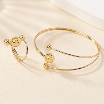 Set de brățări stratificate pentru femei (fier; prelucrare: Rack plating; Primăvara 2025; tendință personalizată)