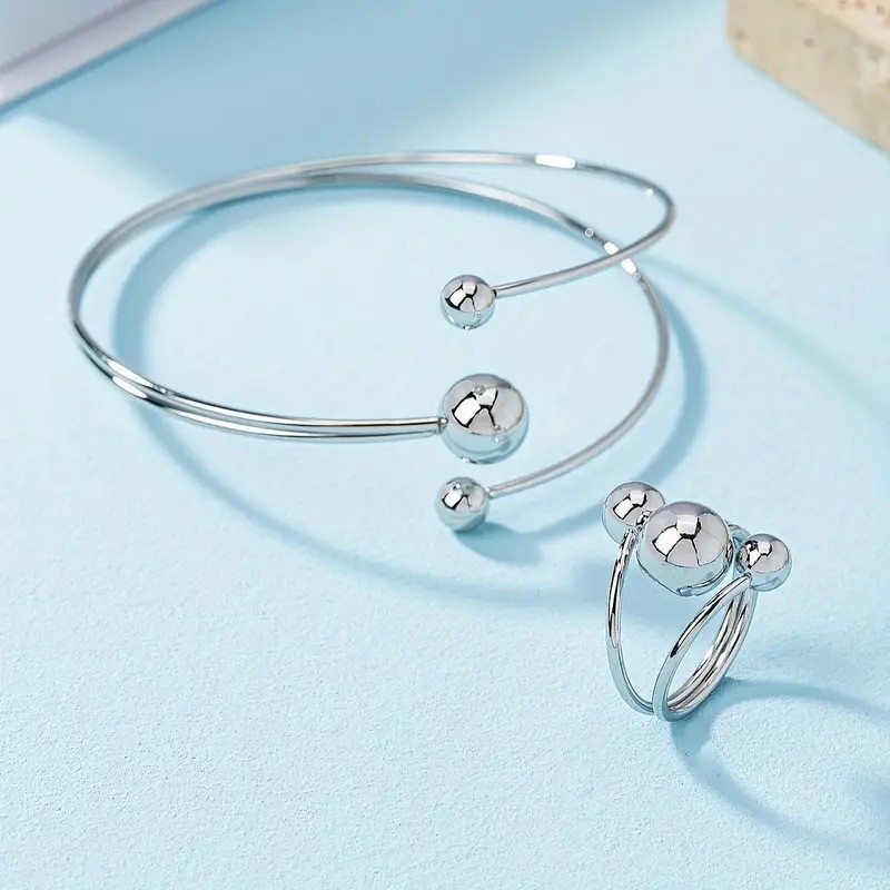 Set de brățări stratificate pentru femei (fier; prelucrare: Rack plating; Primăvara 2025; tendință personalizată)