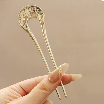 Gyöngyös hajtű U-alakú, kínai stílusú, gyerekeknek, virágos mintázat, ötvözet, tavasz 2025