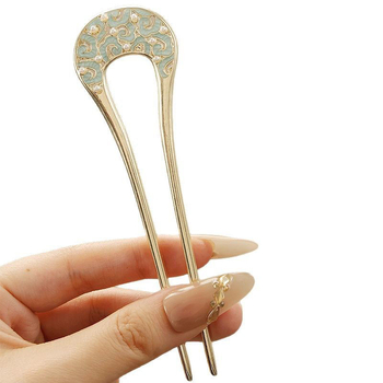 Gyöngyös hajtű U-alakú, kínai stílusú, gyerekeknek, virágos mintázat, ötvözet, tavasz 2025