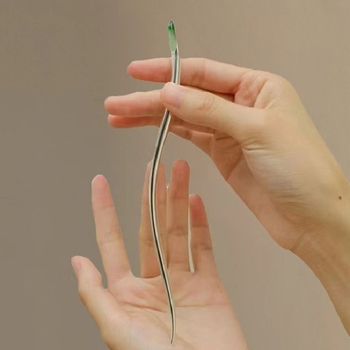 Sponka do vlasov: Novokínsky štýl, kovová, geometrický dizajn, ručne vyrobená, možnosť prispôsobenia