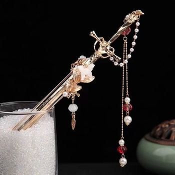 Hanfu sponka do vlasov zliatiny, čínske štýl, geometrický dizajn, jar 2023