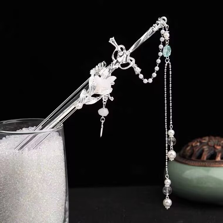 Hanfu sponka do vlasov zliatiny, čínske štýl, geometrický dizajn, jar 2023