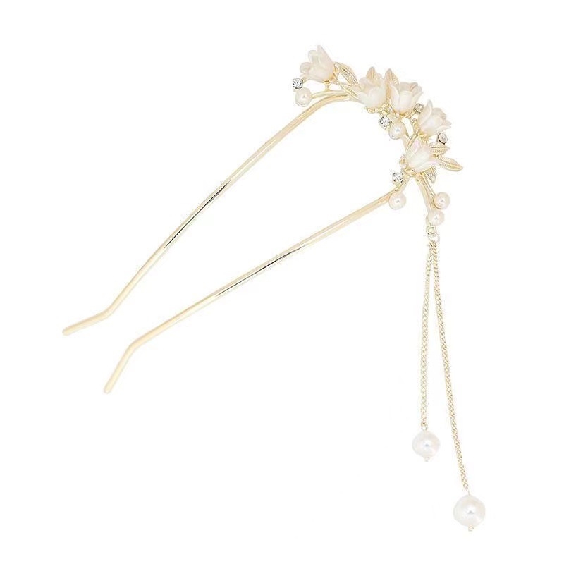 Sponka do vlasov zliatiny, tvaru U, s ozdobnými strapcami a kvetinovým motívom – starobylý štýl, prispôsobiteľné spracovanie, individuálne balené