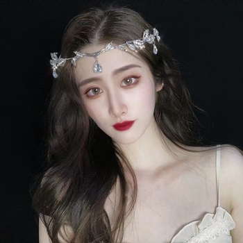 Doplnok na hlavu zliatinová koruna pre princeznú s čelo-dekoráciou vo forme kvapky vody, kórejský štýl, elektroplating, geometrický dizajn, na svadbu