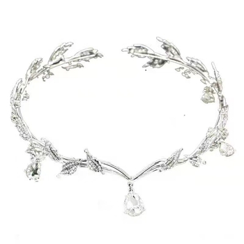 Doplnok na hlavu zliatinová koruna pre princeznú s čelo-dekoráciou vo forme kvapky vody, kórejský štýl, elektroplating, geometrický dizajn, na svadbu